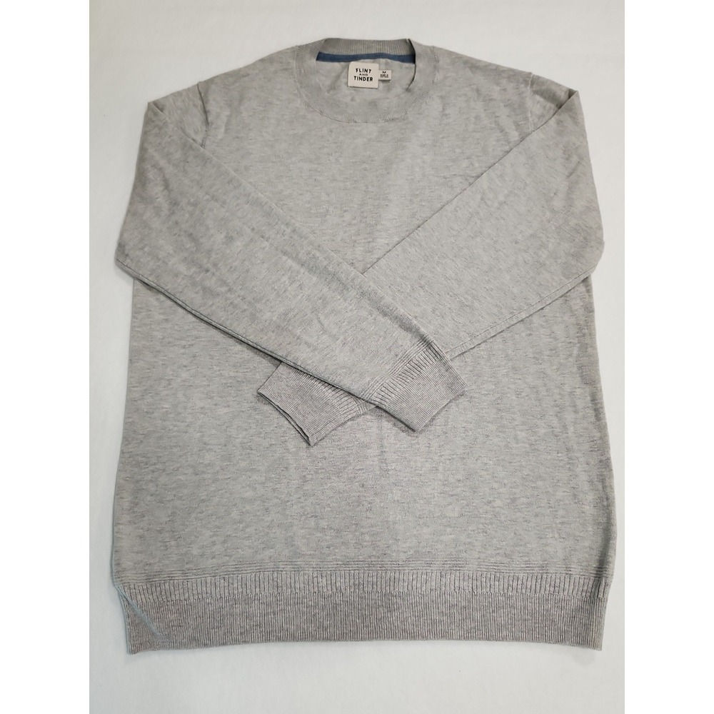 Flint and Tinder Huckberry Crewneck‎ Sweater Mens M Ribbed Collar Cuffs Hem Gray